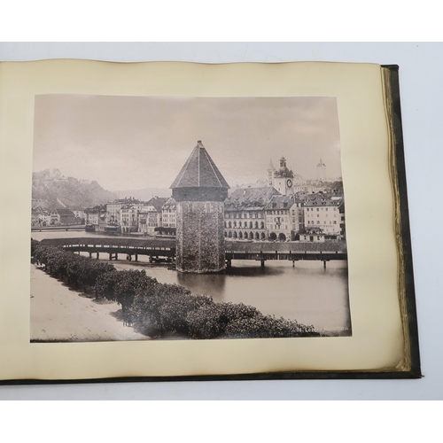 361 - A late-Victorian/Edwardian travel photograph album, containing albumen views of largely of Italy, wi... 