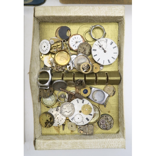 381 - A large quantity of vintage watches and loose components, assorted costume jewellery and a London si... 