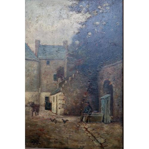 618 - SCOTTISH SCHOOLVILLAGE SCENEOil on board, signed lower left (J. Digton), 45 x 29cm... 