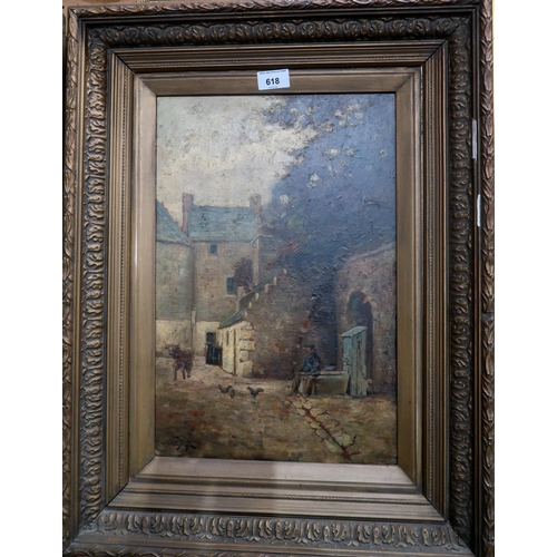 618 - SCOTTISH SCHOOLVILLAGE SCENEOil on board, signed lower left (J. Digton), 45 x 29cm... 