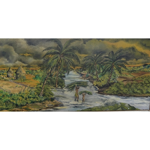 625 - G. FERGUSONAFRICAN SCENEOil on canvas, signed lower left, 42 x 89cm