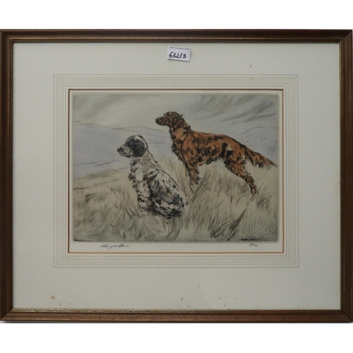 632 - HENRY WILKINSON (BRITISH 1912-2011)RETRIEVER WITH A DUCKEtching in colours, signed lower right, 30/1... 