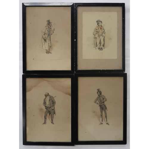 642 - A SET OF CHARACTER DRAWINGSInk wash on paper, signed lower right, 18 x 11cm(12)... 