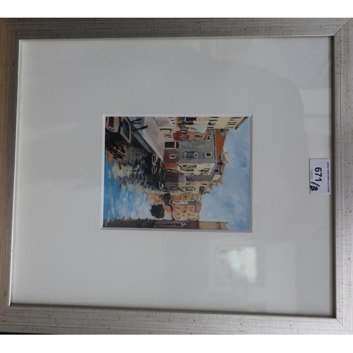 671 - CONTEMPORARY SCHOOLVENICE CANALSOil on canvas, signed lower left, 16 x 13cmTogether with two other 