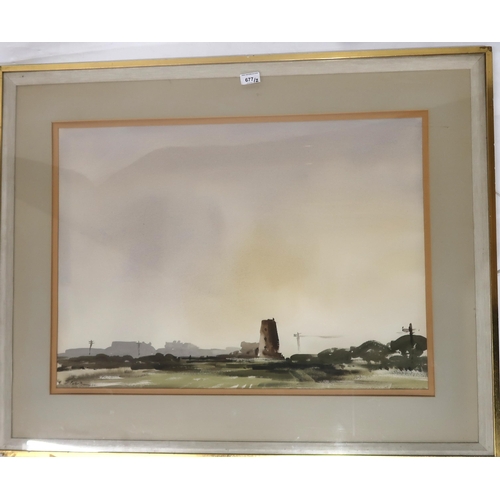 677 - PETER BURMAN (ENGLISH b. 1941)OLD MILLWatercolour, signed lower left, 51 x 72cmTogether with another... 