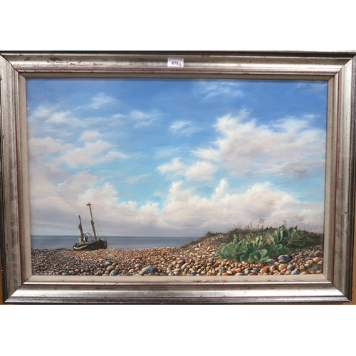 678 - GEOFFREY IVAN LILEY (ENGLISH b. 1930)NEAR LANGNEY POINT, SUSSEXOil on board, signed lower right, 49 ... 