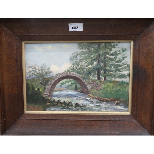 682 - J. DOUGLASTHE OLD BRIDGE, ABERLOUROil on board, signed lower left, 20 x 30cm... 