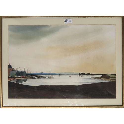 687 - PETER BURMAN (ENGLISH b. 1941) EARLY MORNING, PIN MILLWatercolour, signed lower right, 26 x 35cm Tog... 