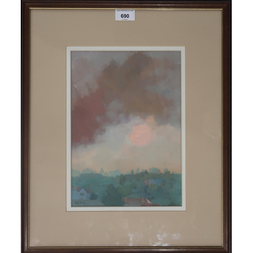 690 - IRENE HALLIDAY (SCOTTISH b. 1931)DIDSBURY SUMMER SKYWatercolour, signed lower left, 30 x 21cmTitle i... 