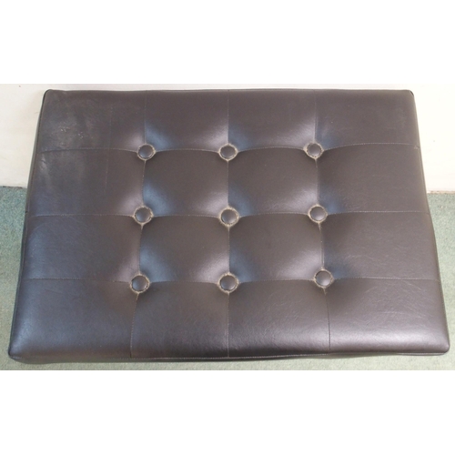 81 - A mid 20th century black vinyl upholstered stool on steel base, 54cm high x 64cm wide x 44cm deep