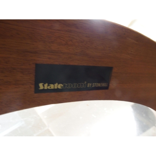 88 - A mid 20th century Stonehill stateroom teak framed tear shaped coffee table with glass insert top, 4... 