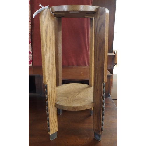 89 - An early 20th century oak and beech continental style two tier jardinière stand, 60cm high x 36cm di... 