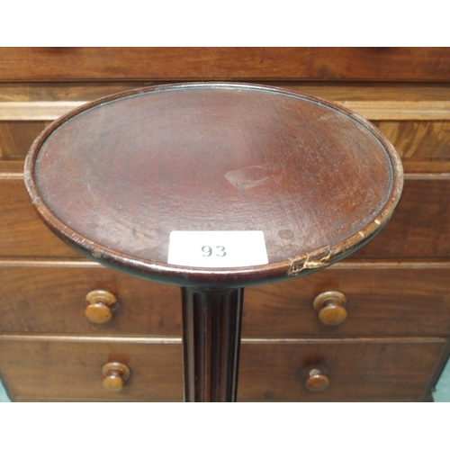 93 - A Victorian mahogany C Buckle of Warwick circular topped jardinière plant stand with reeded column o... 