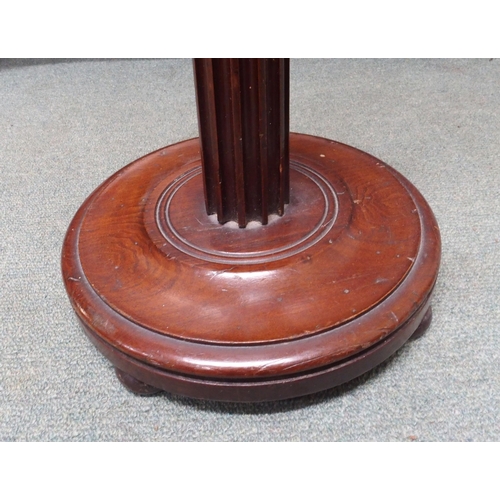 93 - A Victorian mahogany C Buckle of Warwick circular topped jardinière plant stand with reeded column o... 