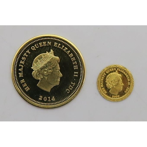 295 - THE CENTANARY OF WW1 GOLD SOLID GOLD COIN 2014 1 gram together with a HALF CROWN ELIZABETH 2009 0.25... 