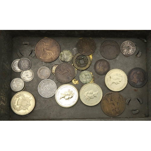 302 - VICTORIA CROWN 1896, United States Morgan dollar 1880, George III Hibernia penny 1822, William III p... 