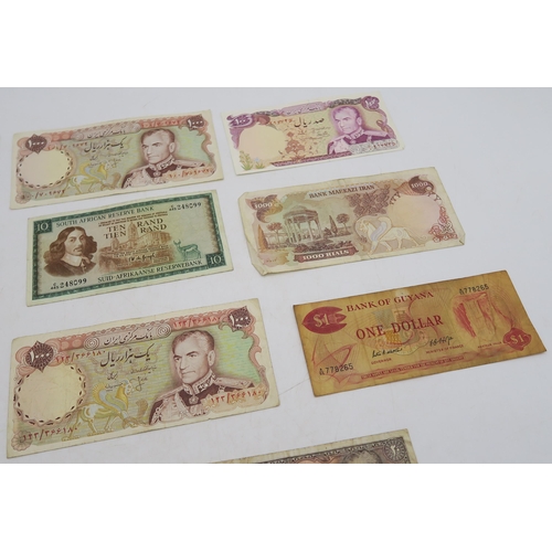 303D - BANK NOTES South Africa, Jordan, Egypt, Iran, Guyana, Bharain, Pakistan, Seychelles, United Arab Emi... 