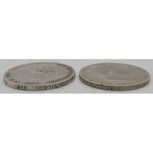 306D - GEORGE III CROWN 1819 and 1820 together with George III 1/2 crown 1817, 1818 and 1820 and three shil... 