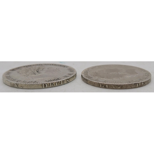 306D - GEORGE III CROWN 1819 and 1820 together with George III 1/2 crown 1817, 1818 and 1820 and three shil... 