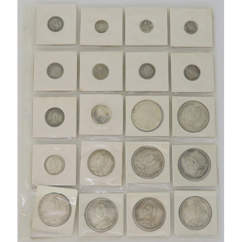 306F - A QUANTITY OF VICTORIA CROWNS, 1/2 crowns, florins, shillings and pence (40)