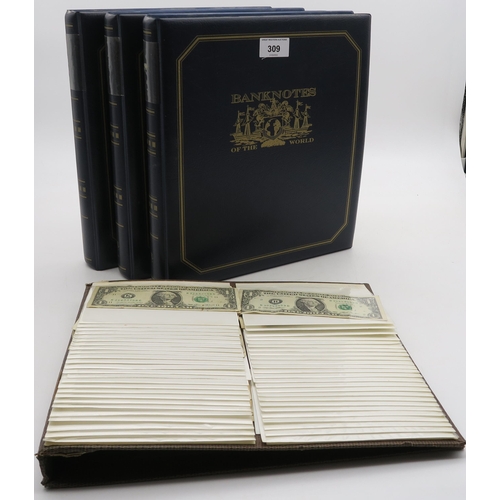 309 - BANK NOTES OF THE WORLD by WESTMINSTER three collectors albums of worldwide uncirculated bank notes ... 