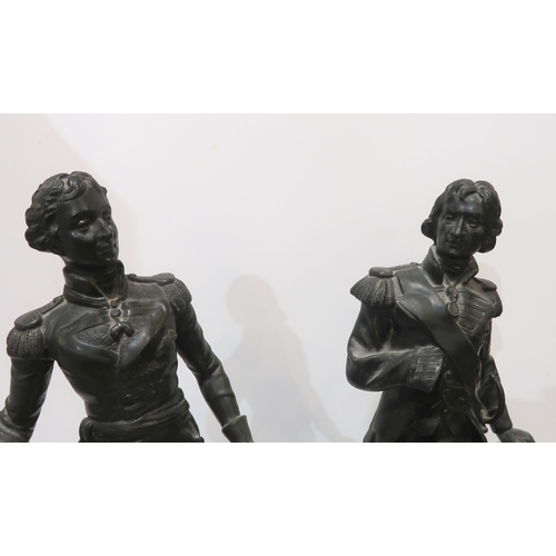 194 - After S Kinsburg - A pair of spelter figures of Wellington and Nelson