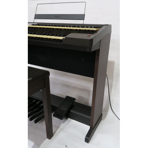 329 - YAMAHA ELECTRONE EL-3 electric organ with dual keyboards and inbuilt speakers together with a Yamaha... 