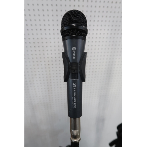 339A - SENNHEISSER e818 II dynamic microphone  and stand together with an Audio Spectrum AS-400 mic and sta... 