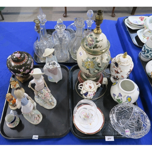 277 - Two Lladro figures, a Nao figure, two Hummel figures, a Coalport Hong Kong pattern urn, another smal... 