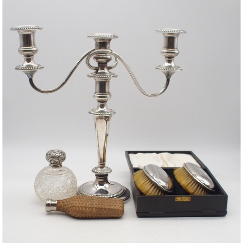 332 - A collection of silver and EPNS including a cased pair of brushes, by Joseph Gloster Ltd, Birmingham... 