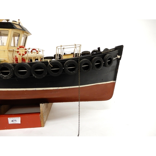 471 - A model boat of an Aberdeen Pilot Boat No2 fitted with battery motor, 50cm high x 74cm long x 27cm d... 