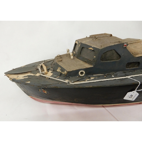 473 - A lot of three assorted model boats, fire rescue craft fitted with petrol motor, 118cm long (46.5