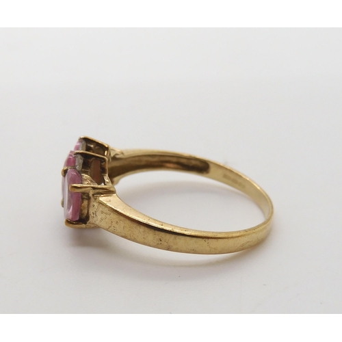 552 - A Gems Tv 9ct gold pink sapphire and diamond ring, finger size N1/2, weight 2gms