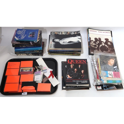 QUEEN FREDDIE MERCURY a collection of memorabilia with tape recordings,  backstage passes, coffee tab