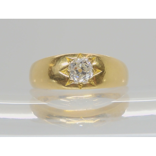 2727 - A VICTORIAN DIAMOND RINGset with an estimated approx 0.43ct old cut diamond in a classic star settin... 