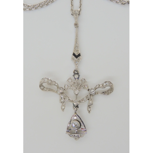 2742 - A BELLE EPOCH STYLE DIAMOND PENDANTset with old and rose cut diamonds, the articulated pendant has a... 