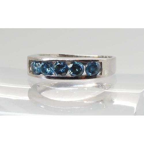 2763 - A BLUE DIAMOND RINGmounted in 14k white gold, set with estimated approx 0.60cts of brilliant cut blu... 