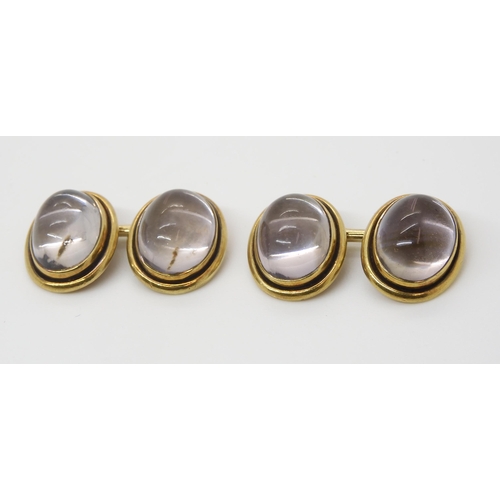 2775 - A PAIR OF ROCK CRYSTAL CUFFLINKSmounted throughout in 14k gold stamped with the makers mark S-N, eac... 
