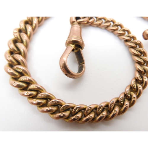 2794 - A 9CT ROSE GOLD DOUBLE FOB CHAINthe tapered chains are hallmarked 9 .375 to every link, 'T' bar and ... 