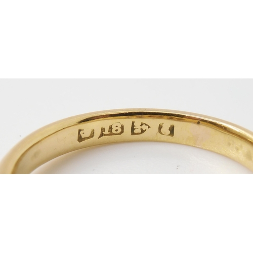 2803 - A PEARL & DIAMOND RINGmounted throughout in 18ct yellow gold with Chester hallmarks for 1905, fi... 