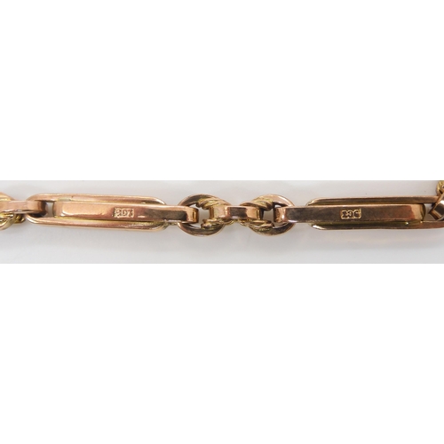2818 - A 9CT ROSE GOLD FOB CHAINeach long link, the 'T' bars  and lobster claws are all stamped 9ct,&n... 
