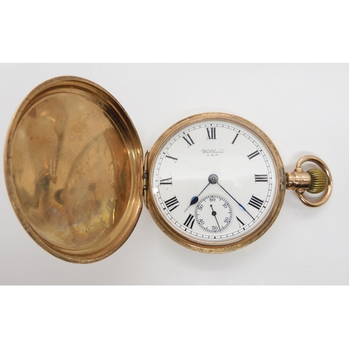 2895 - A GOLD POCKET WATCH AND VINTAGE WRISTWATCHA 9ct gold full hunter Waltham pocket watch, with white di... 