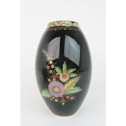 2156 - A CARLTON WARE PERSIAN FLOWER PATTERN VASEwith black ground, pattern no. 3893, 20cm high... 