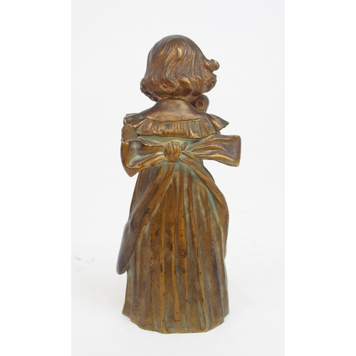 2192 - LEO LAPORTE BLAIRSY (1867-1923)a gilt bronze figure of a girl holding a doll, signed in the bronze a... 
