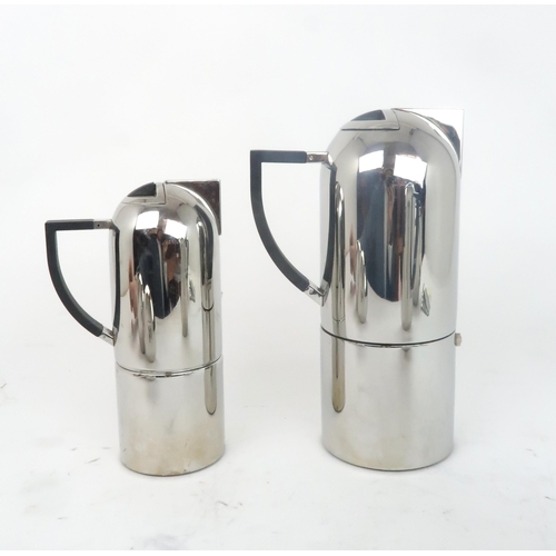 2195 - OLIVER HEMMINGA Nio Collection espresso makers set, comprising a three cup moka pot, a six cup moka ... 