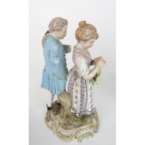 2197 - A PAIR OF LATE 19TH CENTURY MEISSEN PORCELAIN FIGURESof a shepherdess and companion, no. 1305 and 13... 