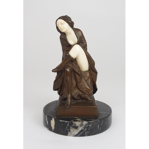 2208 - PETER TERESZCZUK (UKRAINIAN-AUSTRIAN,1875-1963)An Art Deco bronze and ivory figure of awoman taking ... 