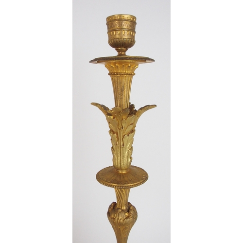 2231 - A PAIR OF 19TH CENTURY ORMOLU AND RUSSO MARBLE CANDLESTICKSeach with a pair of caryatids supporting ... 