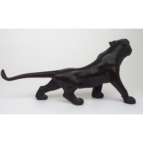 2384 - A JAPANESE BRONZE MODEL OF A TIGER the animal with head raised and standing on all fours, signed, 41... 