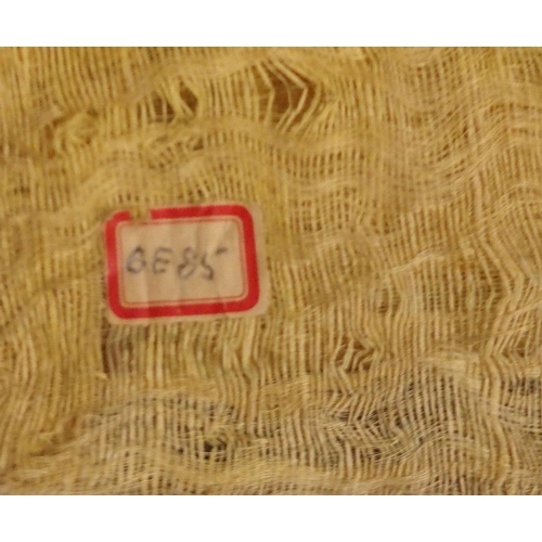 2406 - A CHINESE SILK PANELdecorated in coloured threads on a cream ground within a blue and white border o... 